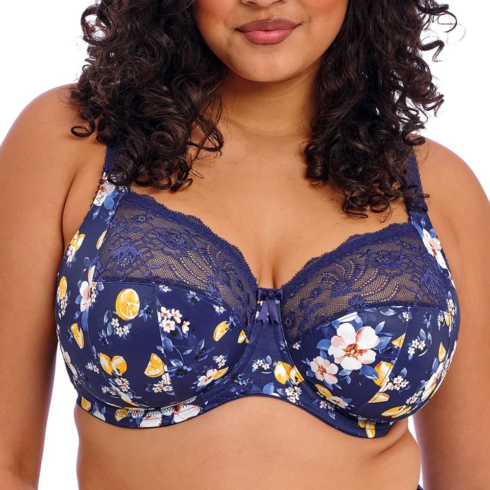 Elomi Morgan Stretch Banded Bra in Sicilia Lemon Print Lace Size 38H
